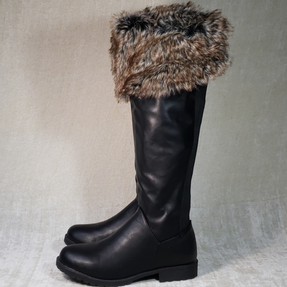 Rouge! Shoes - Tall Faux Fur Cuffed Boots